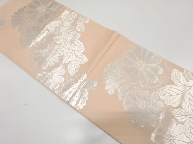 JAPANESE KIMONO / ANTIQUE FUKURO OBI / SILK / WOVEN KIKU